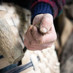 Owen Jones making an oak swill at Hatfield Living Crafts fair 2017